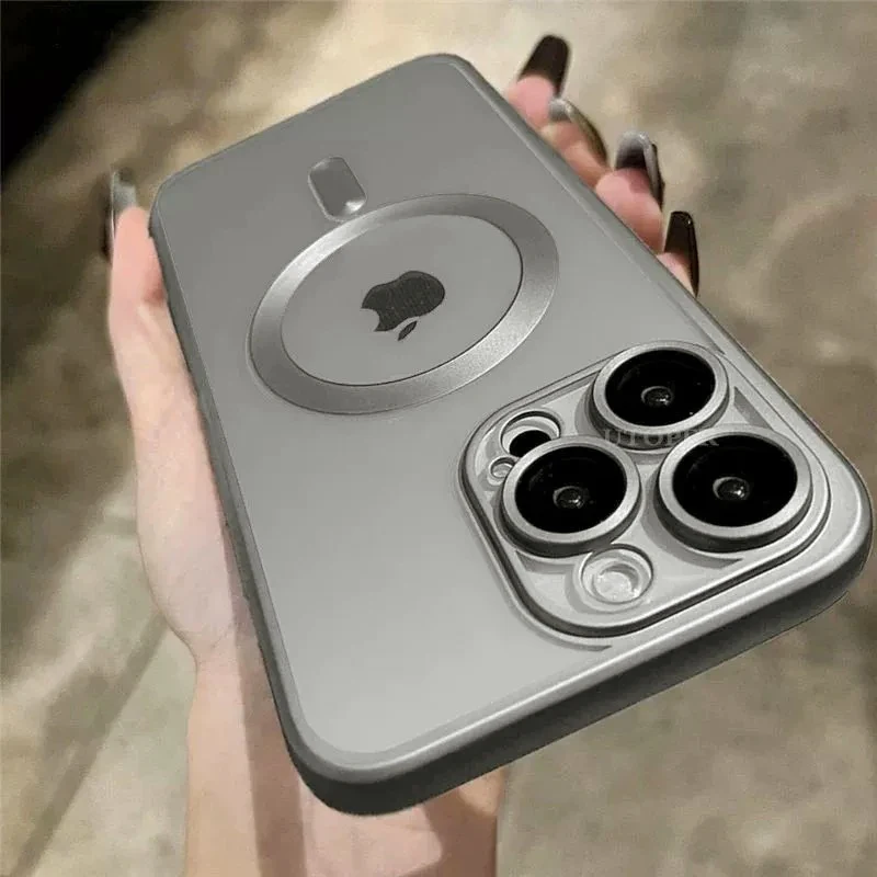 2024 New Fashion Placcatura Custodia Magnetica Opaca Per Iphone 15 14 13 12 11 Pro Max 15 Plus Per Copertura Paraurti Magsafe Wireless Charge