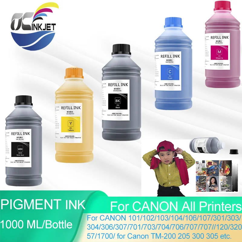 Inchiostro A Pigmenti Da 1000Ml Per Canon 120 320 Pfi107 Per Canon Tm-200 205 300 305 Gp-200 Gp-300 Inchiostro Di Ricarica Per Stampante Spedizione Gr