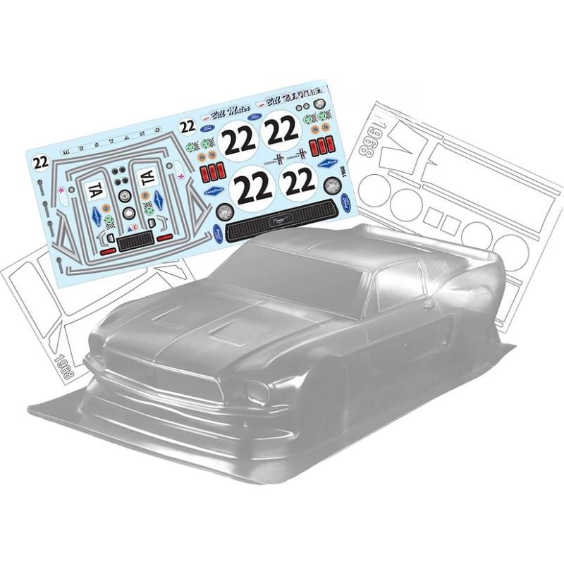Scala 1/10 1968 Ford Mustang Clear Lexan Body Shell Per Auto Su Strada 257Mm Chassis Tamiya Tt02 Tt01 Kyosho Fazer Hsp Hpi Drift