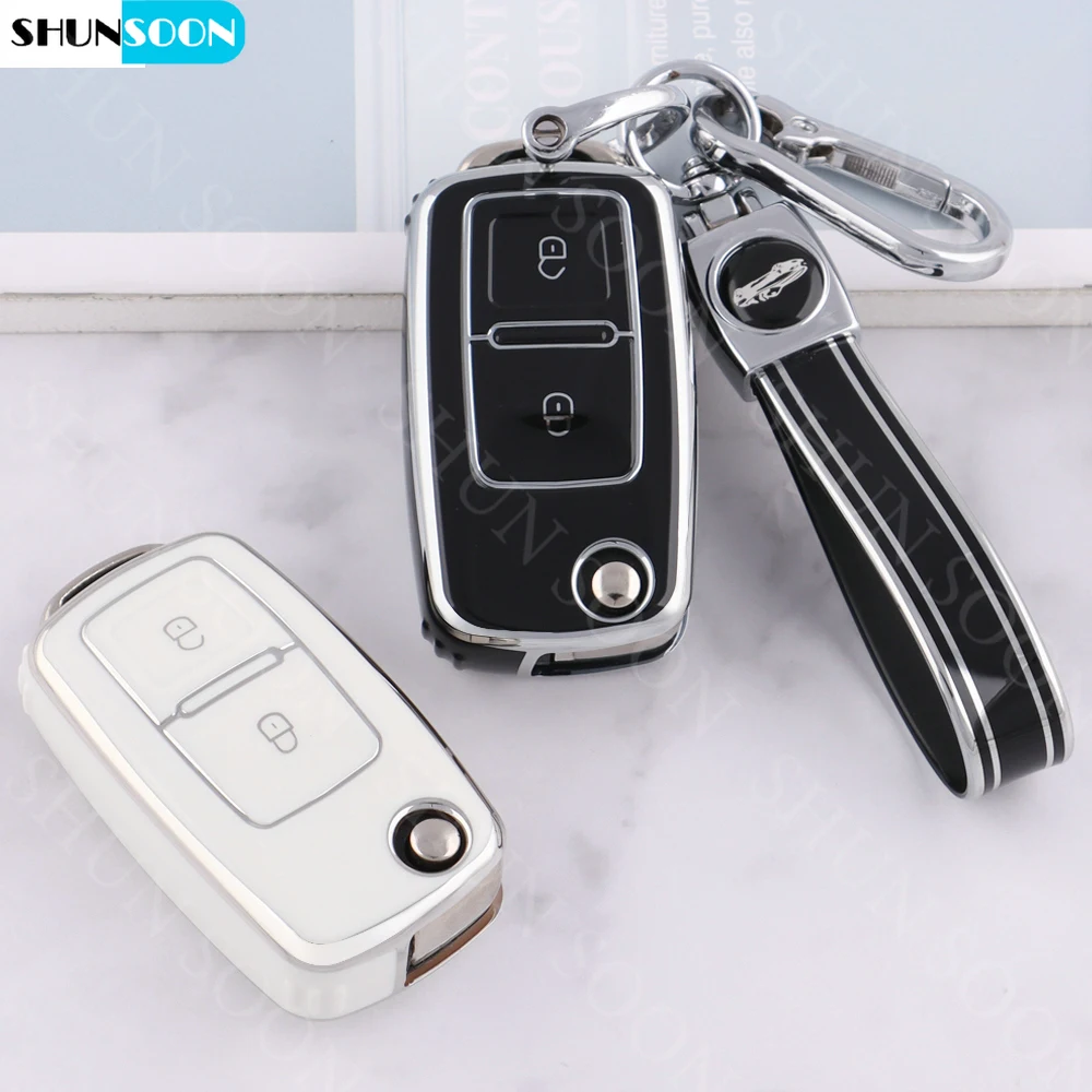 Tpu Car Key Case Cover Shell Per Vw Volkswagen Amarok Polo Golf 4 5 6 Mk4 Bora Jetta Altea Alhambra Passat Beetle Caddy Tiguan