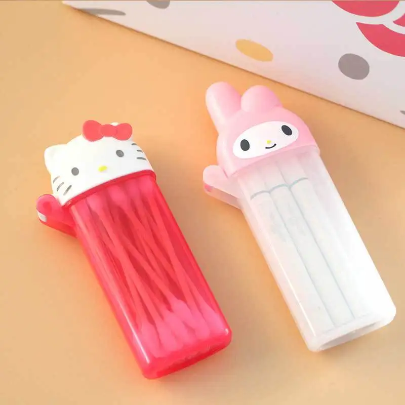 Sanrio Cartoon Anime Cotton Fioc Box Hello Kitty Cosmetic Storage Box My Melody Birthday Gift Party Gift Toys For Girls