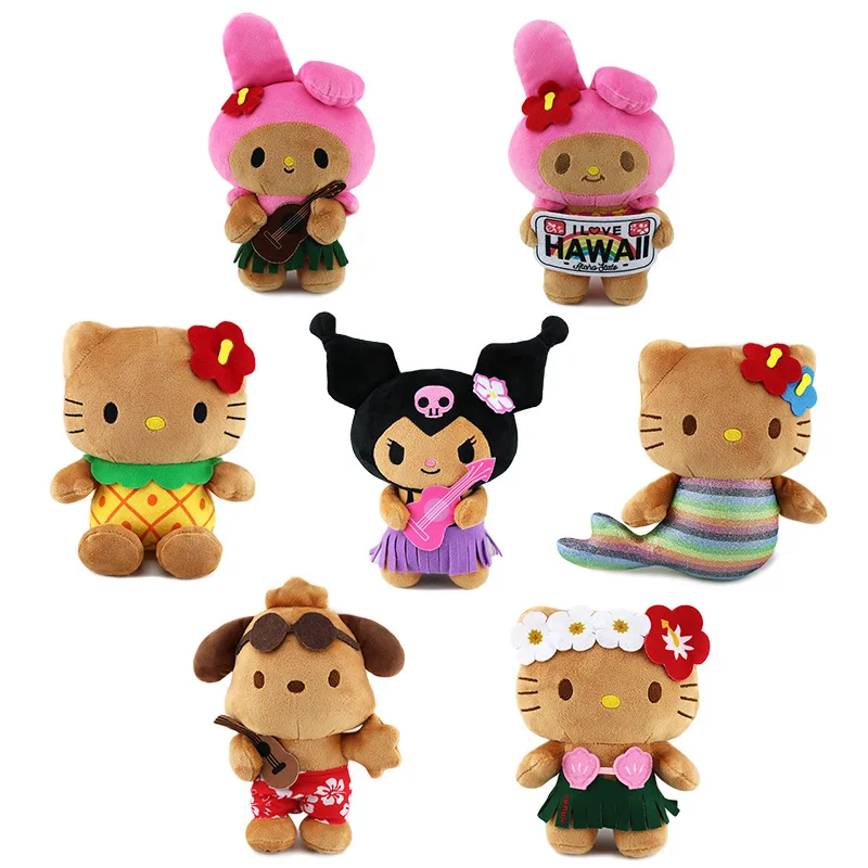 New Sanrio Black Skin Kitty Skateboard Hello Kitty My Melody Peluche Sirena Cartoon Doll Natale Compleanno Sorpresa Regalo