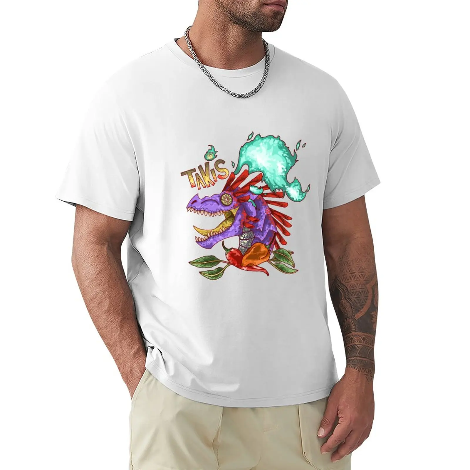 T-Shirt Takis Dragon Blanks Plain Plain White T-Shirt Uomo