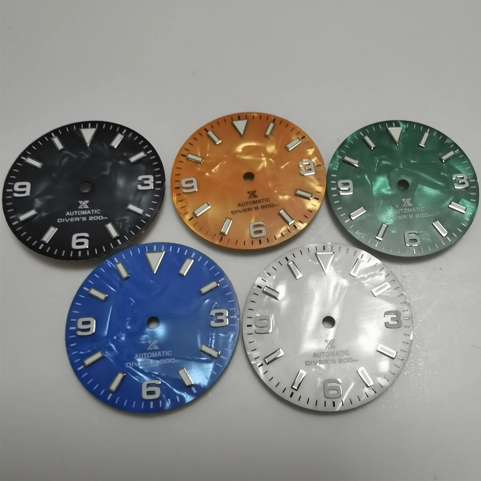 Nh35 Mop 369 Quadrante Shell Face Per Seiko Mods Nh35 Movimento 28.5Mm Quadrante Sterile Verde Luminoso Accessori Per Orologi Automatici