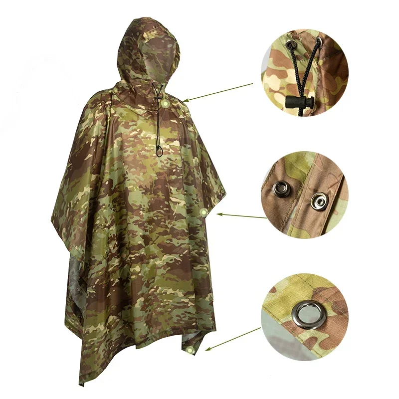 Poncho Rain Ghillie Army Home Accessori Tactical Hunting War Birdwatching Suit Gear Waterproof Outdoor Ombrello Militare