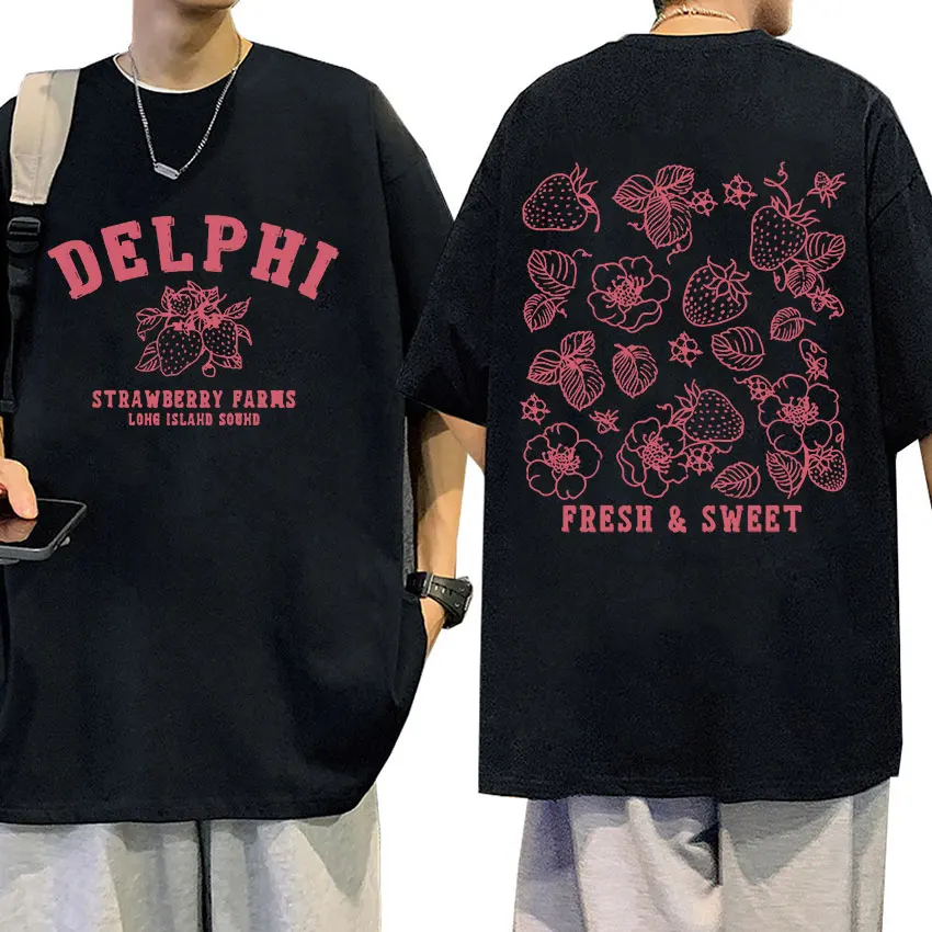 Delphi Strawberry Farms Magliette Lunghe Island Sound T-Shirt Uomo Donna T-Shirt Oversize In Cotone 100%