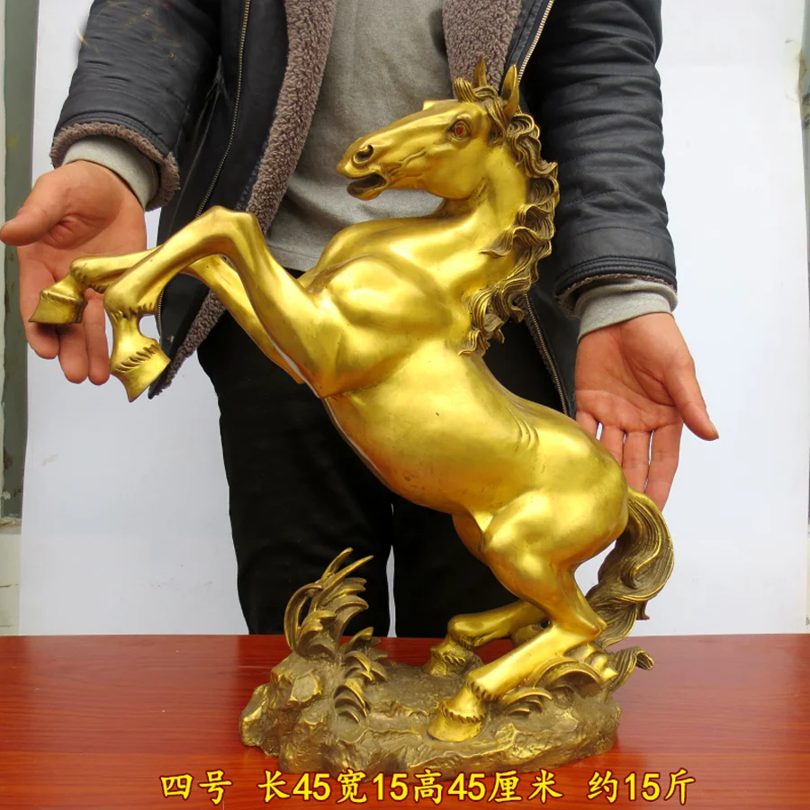 Grande Home Shop Company Business Boom Money Drawing Porta Fortuna Successo Golden Horse Bronze Carving Feng Shui Statue