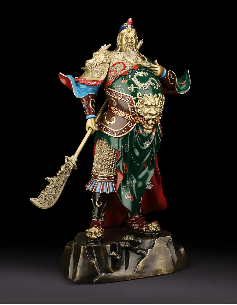 Grande Sud-Est Asiatico Buddha Di Alta Qualità Home Store Company Shrine Buona Fortuna God Of Wealth Guan Gong Cai Shen Color Copper Statue