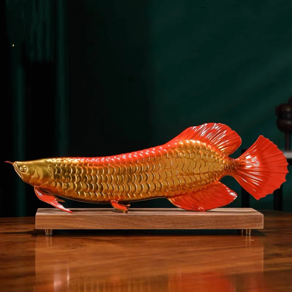 2023 Buon Successo Omens Decoration Home Shop Company Copper Arowana Golden Fish Good Luck Flowing Business Money Feng Shui Art