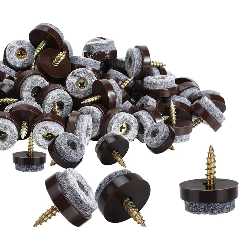 100 Pcs Screw On Felt Chair Pads Imbottiture Per Mobili Per Mobili Cursori Sedia Leg Floor Protettori Round Screw Chair Glides