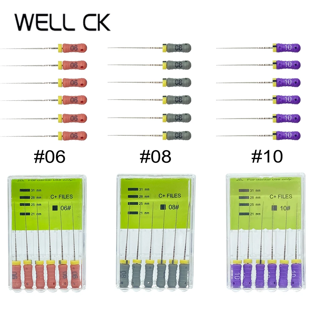 Well Ck 6 Pz/Scatola Dental C + Files 25Mm Endodontic Endo Root Canal Unclocking Files #6 #8 #10 Uso Manuale Odontoiatria In Acciaio Inossidabile