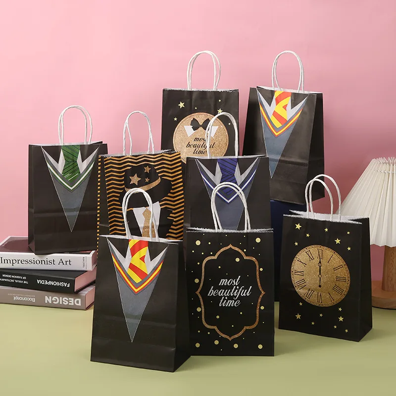 7 Style Harry Potter Party Party Gift Bag Magic Academy Animation Pattern Snack Accessori Regalo Imballaggio Sacchetto Di Carta Portatile
