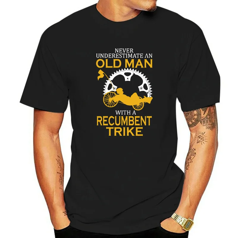 Abbigliamento Estivo Girocollo Uomo Anziano Con Trike Recumbent T-Shirt Dal Design Corto Per Uomo