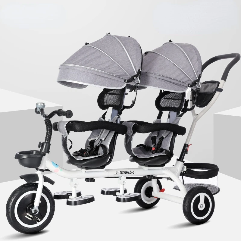 Triciclo Per Bambini Ruotabile Doppia Carriola Doppia Bicicletta Per Bambini Passeggino Kid Kick Scooter Trikes