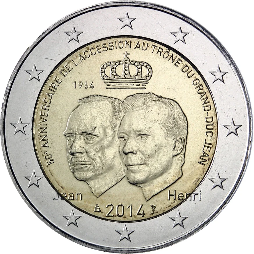 Lussemburgo 2014 Moneta Commemorativa Grand Duke Lascia Che Il 50 ° Anniversario Del Trono 2 Euro Unc Nuovo Di Zecca