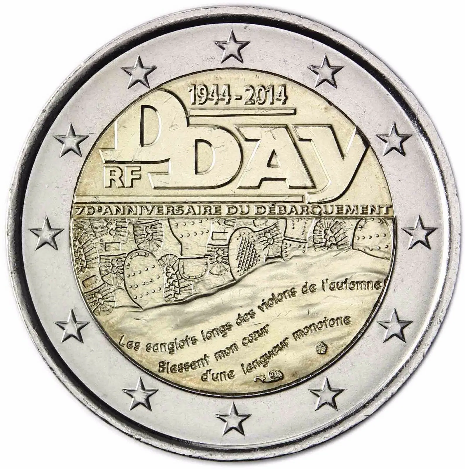 Francia 2014 Moneta Commemorativa Normandy 70 Th Anniversary 2 Euro Unc