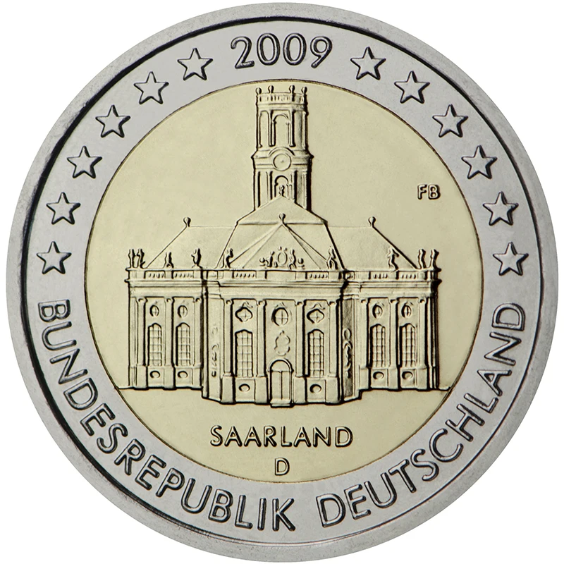 Germania 2009 Moneta Commemorativa Salzhou Ludwig Church Moneta Di Stato Tedesco 2 Euro Unc Nuovo Di Zecca