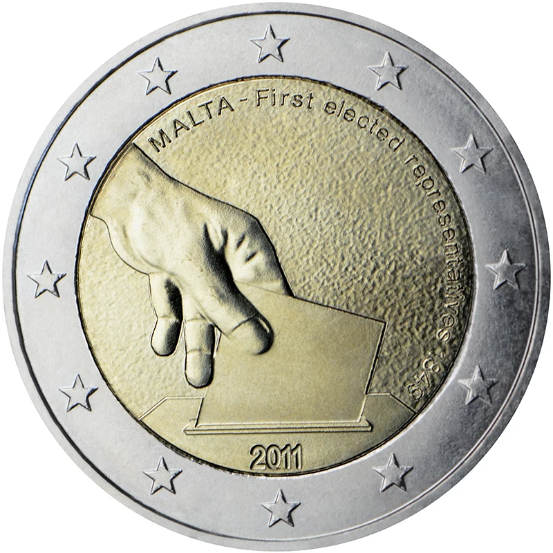 Malta 2011 Moneta Commemorativa 1849 Primo Membro Elezione 2 Euro Unc Nuovo Di Zecca