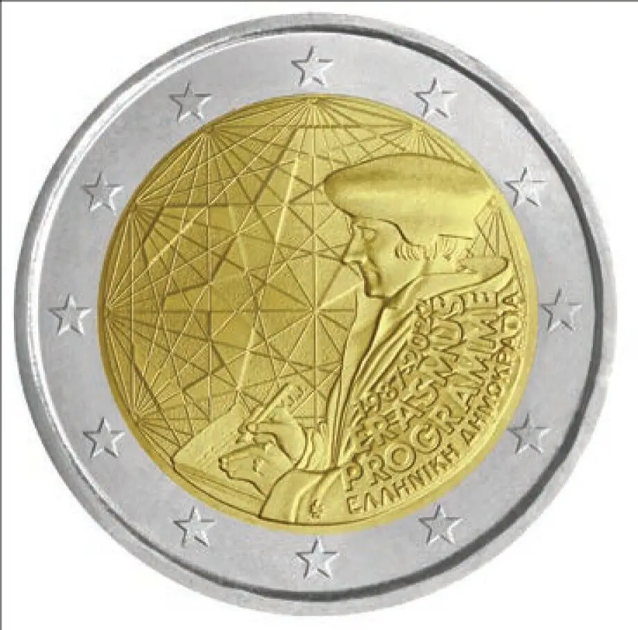 Grecia 2022 Moneta Commemorativa Programma Internazionale 35 ° Anniversario 2 Euro Unc Nuovo Di Zecca
