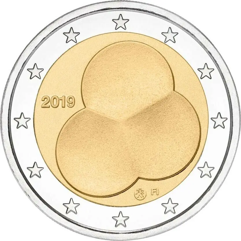 Finlandia 2019 Moneta Commemorativa Fondazione Finlandese Centennial 2 Euro Unc Nuovo Di Zecca