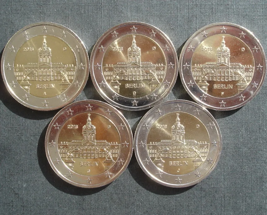 Germania 2018 Moneta Commemorativa Berlino Charlottenburg Palace Adfgj Standard Cinque Pezzi 2 Euro Unc Nuovo Di Zecca