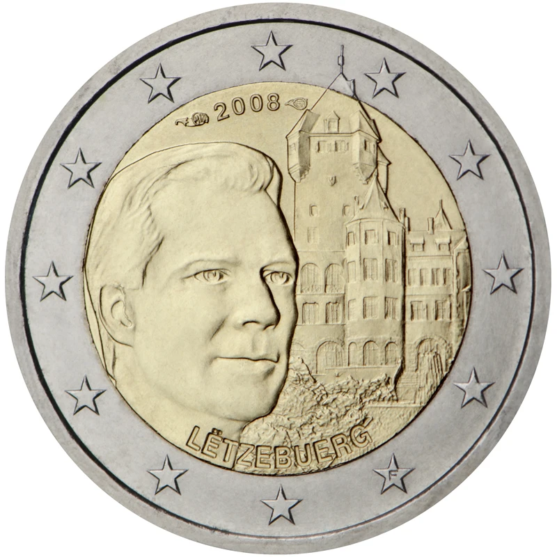 Lussemburgo 2008 Moneta Commemorativa Henry Grand Duke E Berg Castle 2 Euro Unc Nuovo Di Zecca