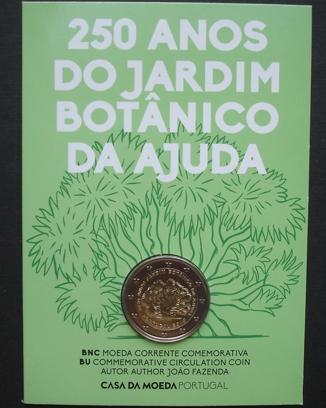Portogallo 2018 Moneta Commemorativa Adouya Plant School 250 Th Anniversary 2 Euro Packaging Coin Card