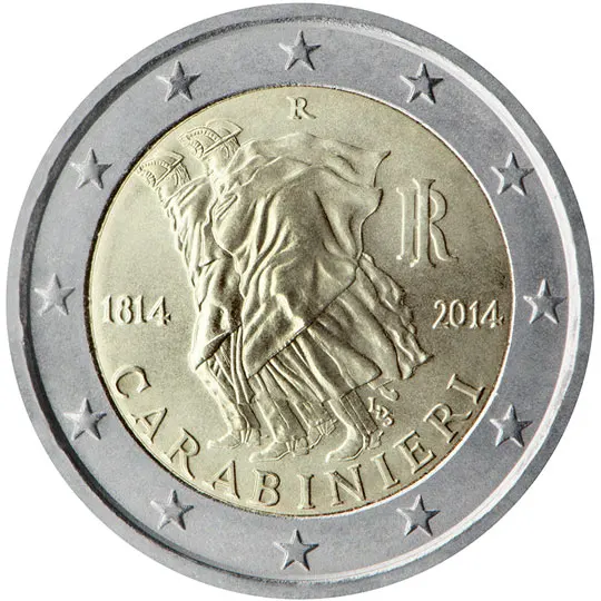 Italia 2014 Moneta Commemorativa Polizia Militare Nazionale 200 ° Anniversario 2 Euro Unc