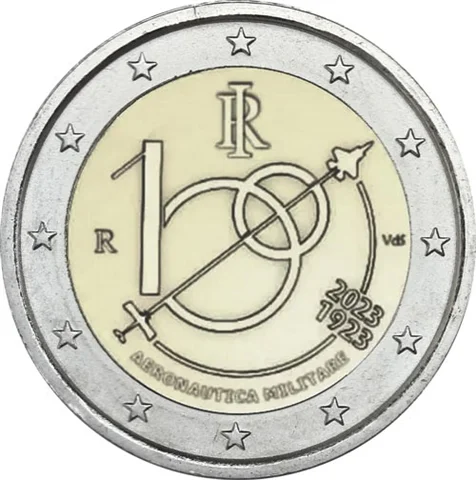 Italia 2023 Moneta Commemorativa Aeronautica Italiana Stabilita Centennial 2 Euro Unc Nuovo Di Zecca