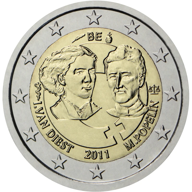 Belgio 2011 Moneta Commemorativa Giorno Delle Donne Secolo 2 Euro Unc Nuovo Di Zecca