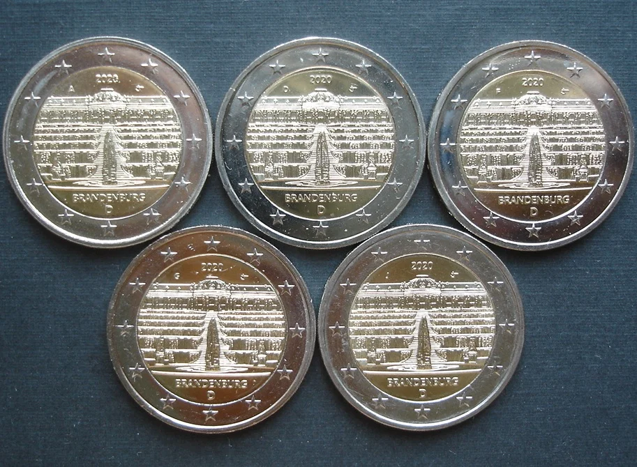 Germania 2020 Moneta Commemorativa Branbrandebranch H20Essouci Adfgj Cinque Pezzi 2 Euro Unc Nuovo Di Zecca