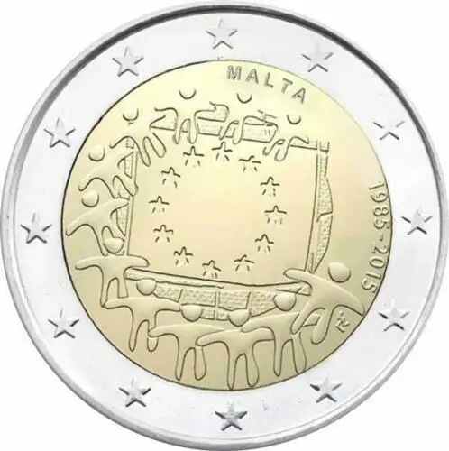 Malta 2015 Moneta Commemorativa Bandiera Dell'Europa 30 ° Anniversario 2 Euro Unc