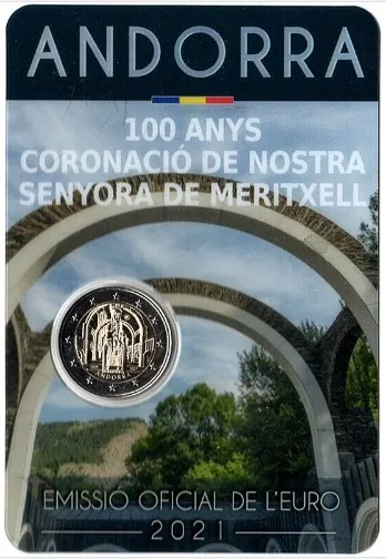 L'Incoronazione Della Vergine Maria Di Andorra 2021 Moneta Commemorativa Meritsel Centennial 2 Euro