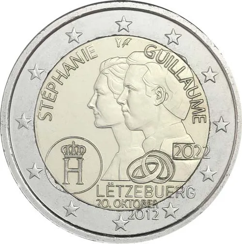 Lussemburgo 2022 Moneta Commemorativa Guillaume E Si Difiney Anniversario Di Matrimonio 2 Euro Unc Nuovo Di Zecca