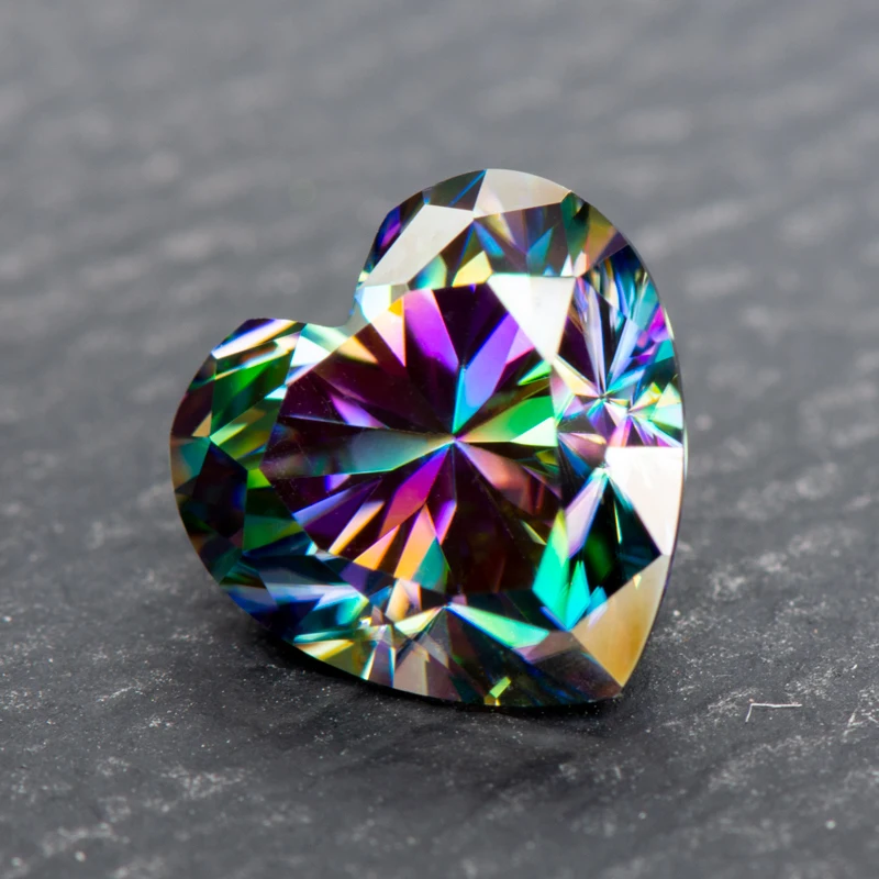 Moissanite Stone Rainbow Green Heart Cut Vvs1 Charms Jewelry Lab Grown Advanced Jewelry Making Materials Con Certificato Gra