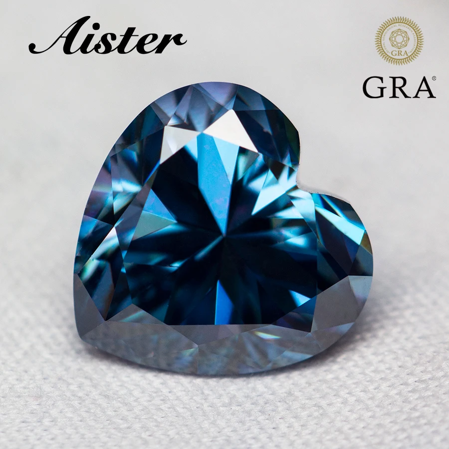 New Sapphire Blue Heart Shape Moissanite Lab Grown Diamond 1.0-5.0Ct Vvs1 Certified Moissanite Pietra Sciolta Con Certificato Gra