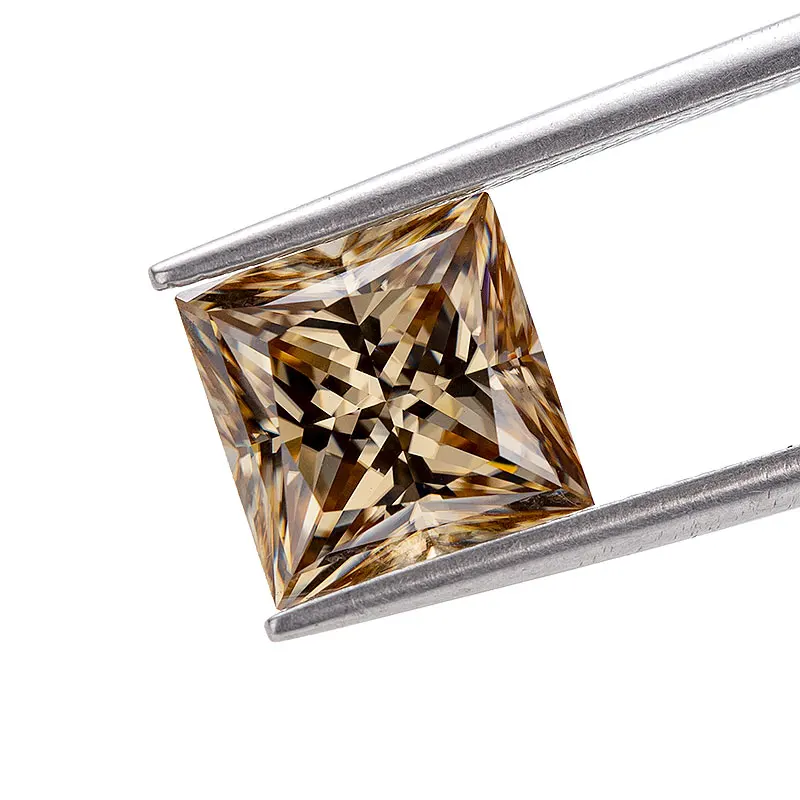 Muslimgra Free Laser Gemstone Champagne Princess Pietra Sciolta Pass Moissanite Diamond Test Gra Moissanite