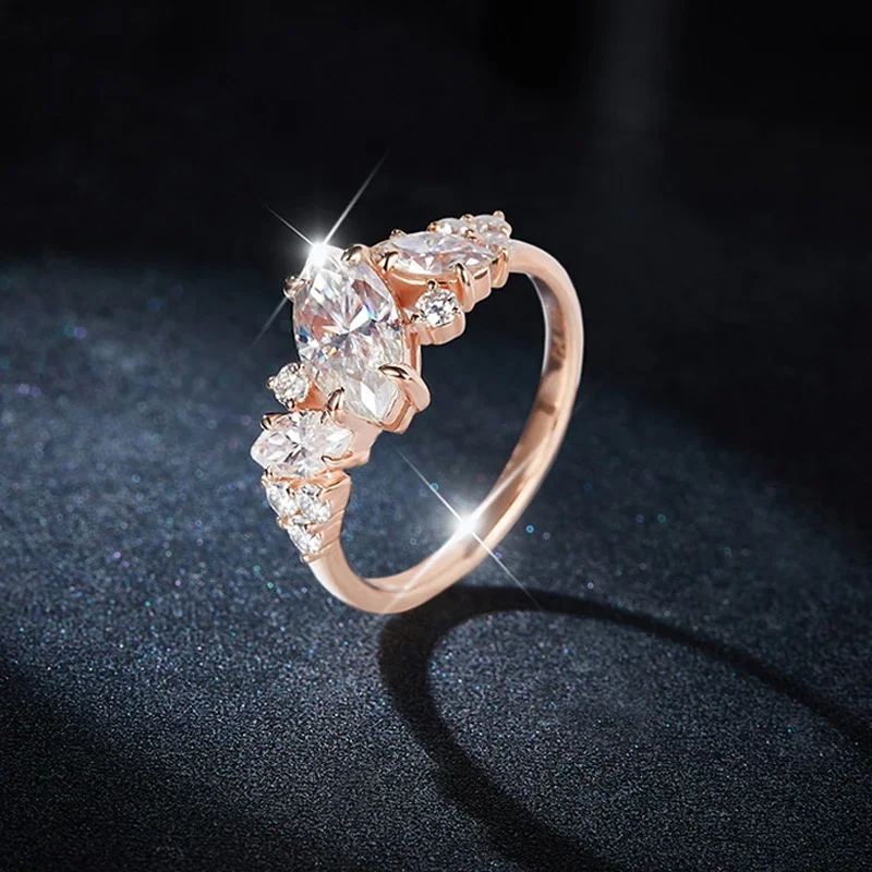 Drring 1.78Cttw Marquise Cut Moissanite Fede Nuziale Per Le Donne Luxury Quality Sterling Silver 925 Lab Diamond Band Certificate