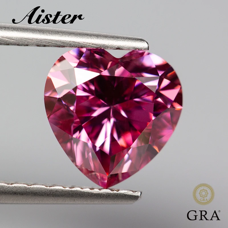 New Pink Moissanite Stone Heart Cut Pass Diamond Tester Con Rapporto Gra Per La Creazione Di Gioielli