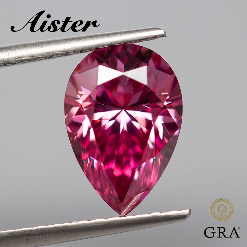 New Pink Moissanite Stone Pear Cut Pass Diamond Tester Con Rapporto Gra Per La Creazione Di Gioielli