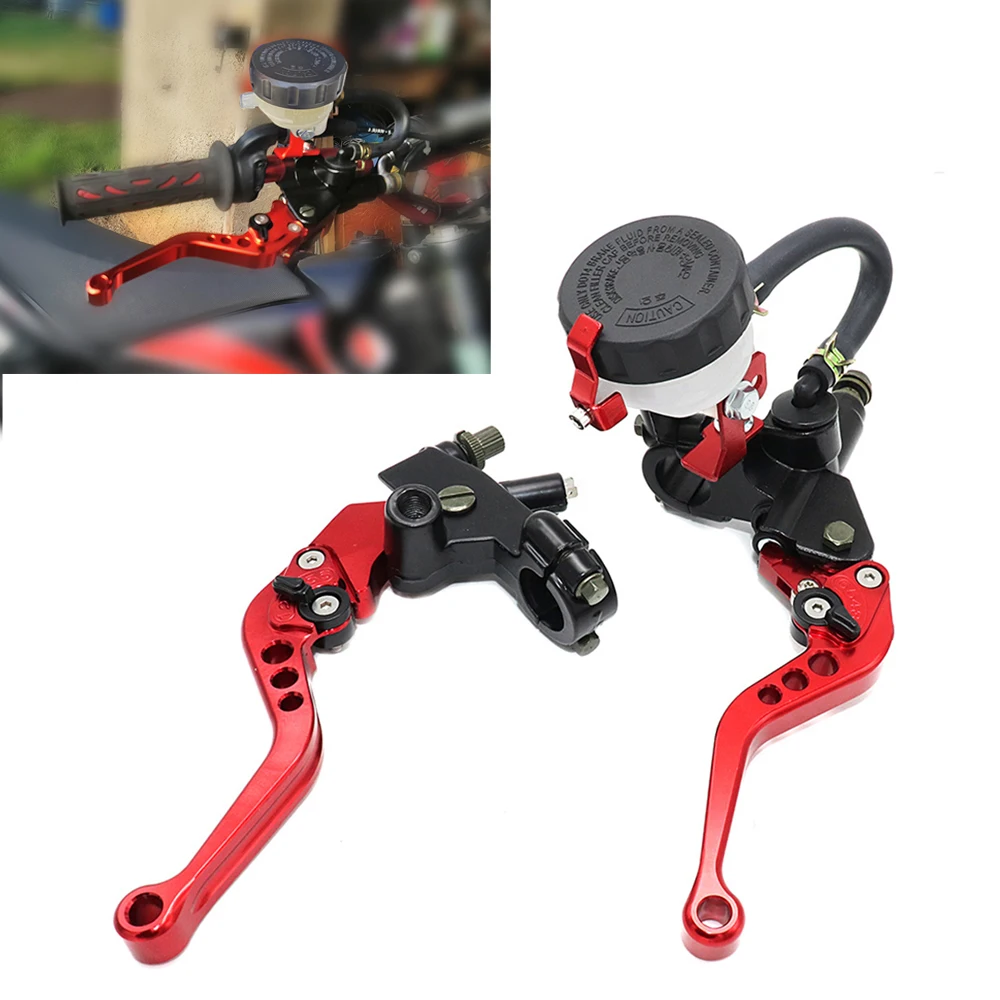7/8" 22Mm Motorcycle Hydraulic Cylinder Master Reservoir Brake Lever Cable Clutch Handle Set  For Honda For Kawasaki Klx