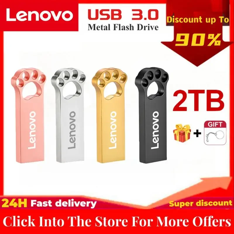 Lenovo 2Tb Metal Usb Flash Drive Usb 3.0 Ad Alta Velocità File Transfer Pen Drive 1Tb 512Gb 256Gb Portatile Impermeabile U Disk Per Pc