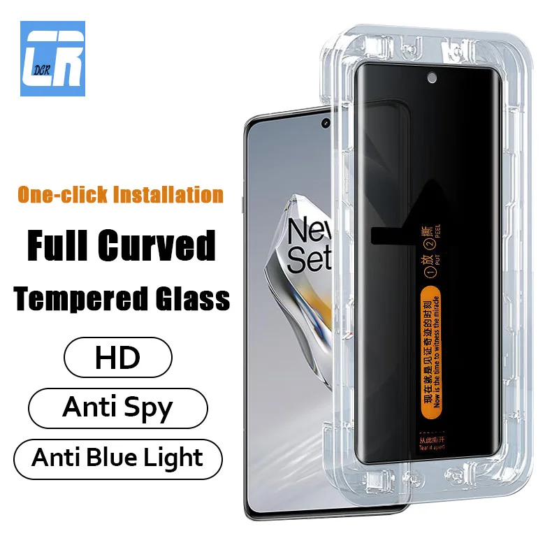 3D One-Click Installation Edge Glue Vetro Temperato Per Oneplus 12 11 10 9 Pro 12R 11R Privacy Screen Protector Per Ace 3 2 Pro