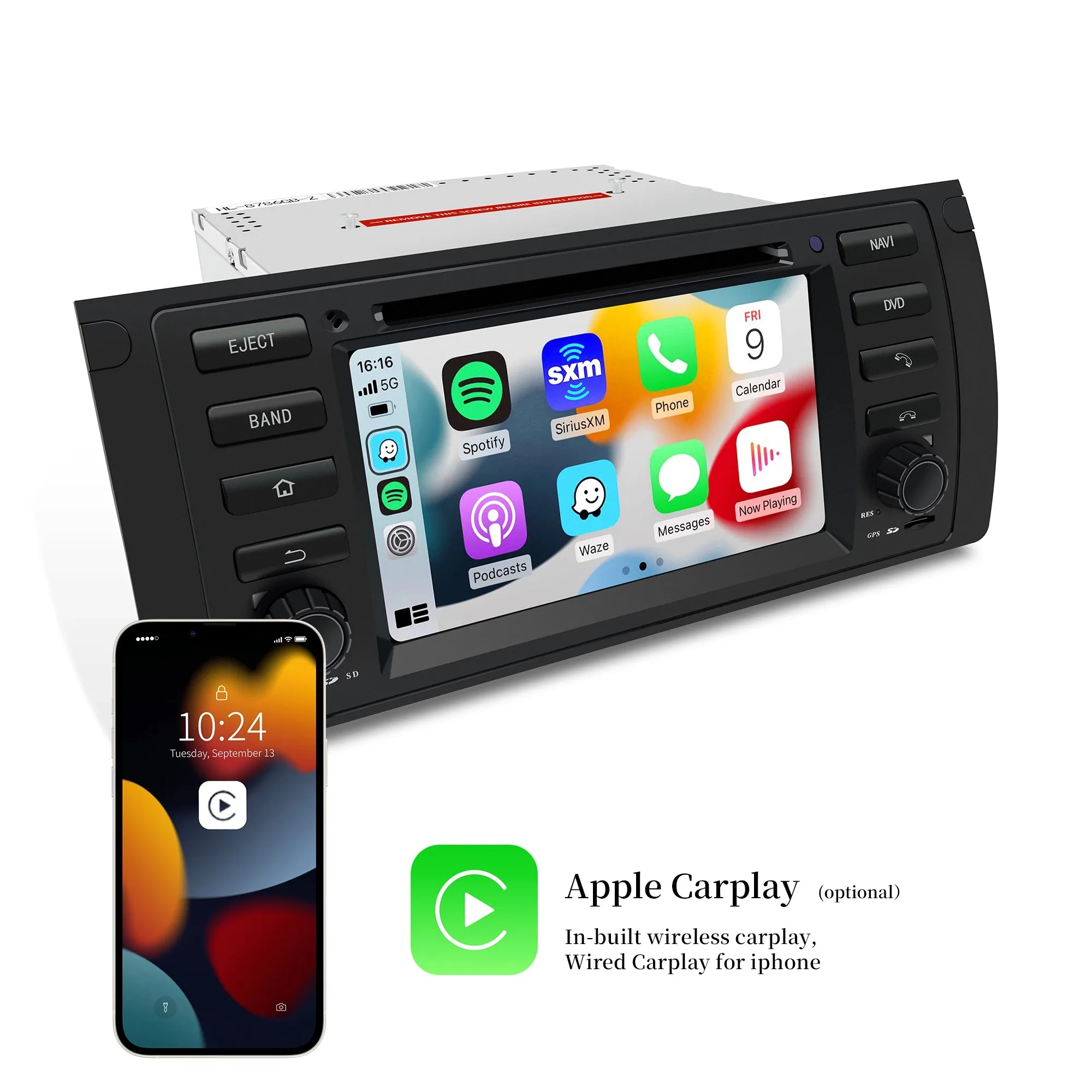 Odtopcar Per Bmw Stereo E39 M5 X5 E53 530I Radio Upgrade Head Unit 7 "Touchscreen Dvd Apple Carplay Android Auto Autoradio