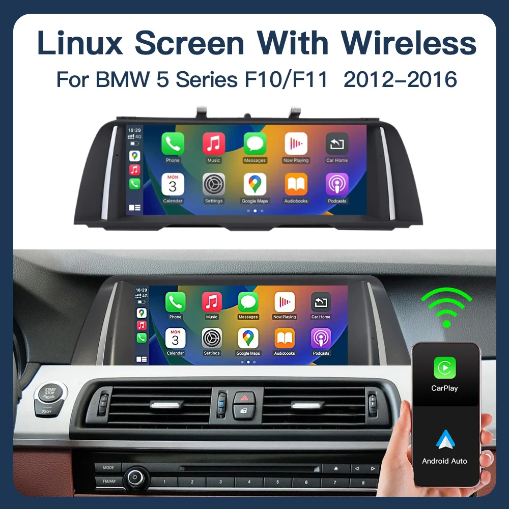 Carabc Wireless Apple Carplay E Android Auto 10.25 Pollici Per Bmw Serie 5 F10/F11 2012-2016 Sistema Nbt