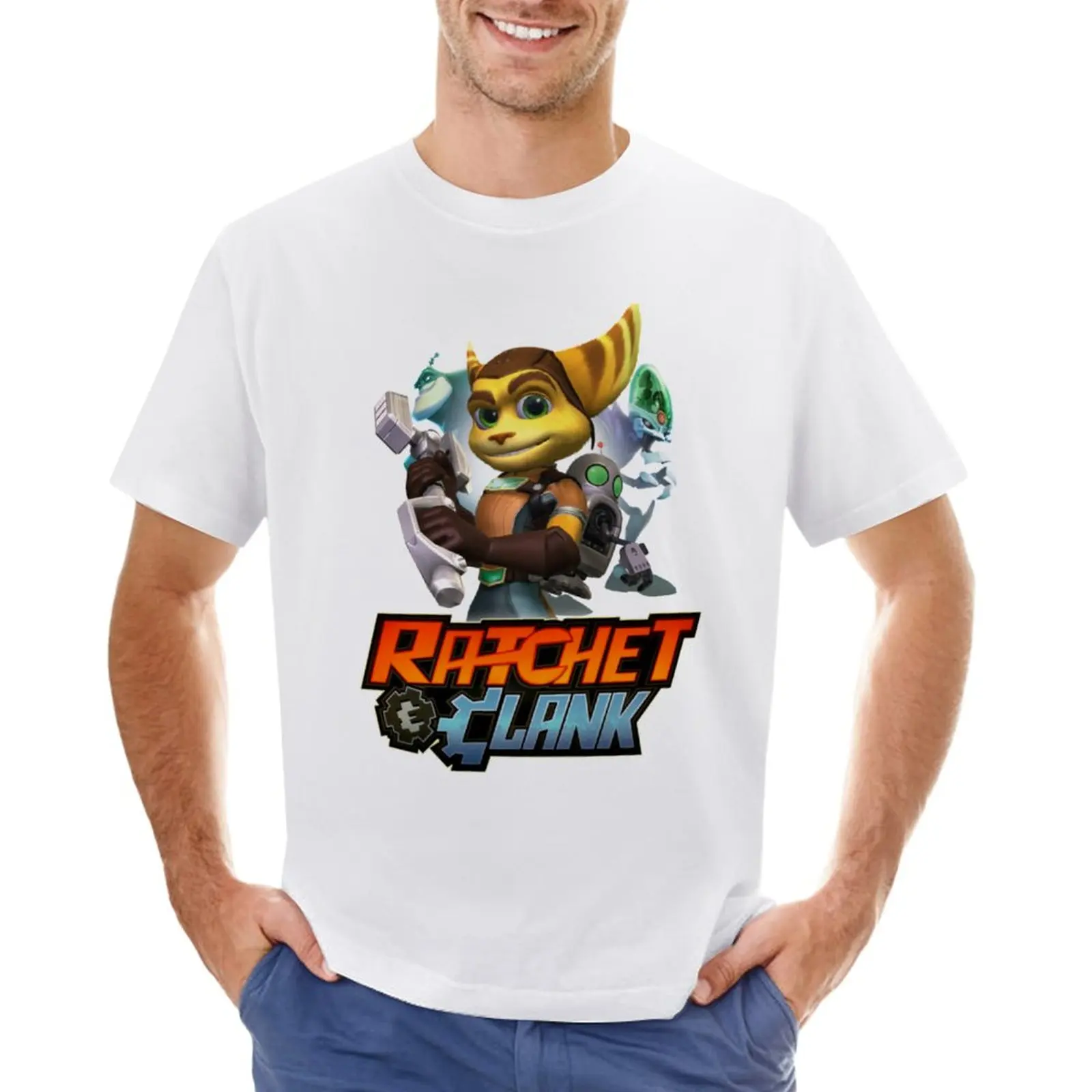 Ratchet And Clank Rift Apart T-Shirt Camicie Graphic Tees Plain For A Boy Mens Graphic T-Shirt Hip Hop