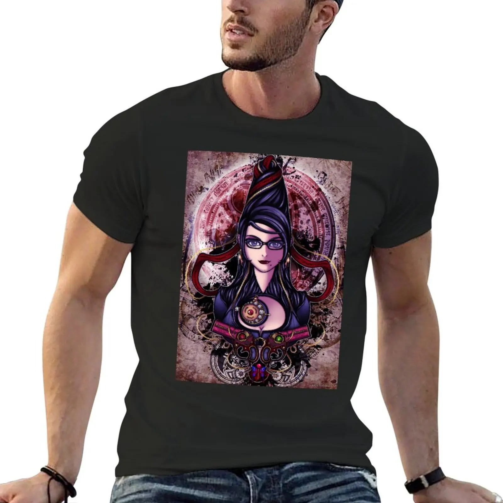 Baionetta Classic (8) T-Shirt Tees Boys Whites Anime Funnys Fruit Of The Loom Magliette Da Uomo