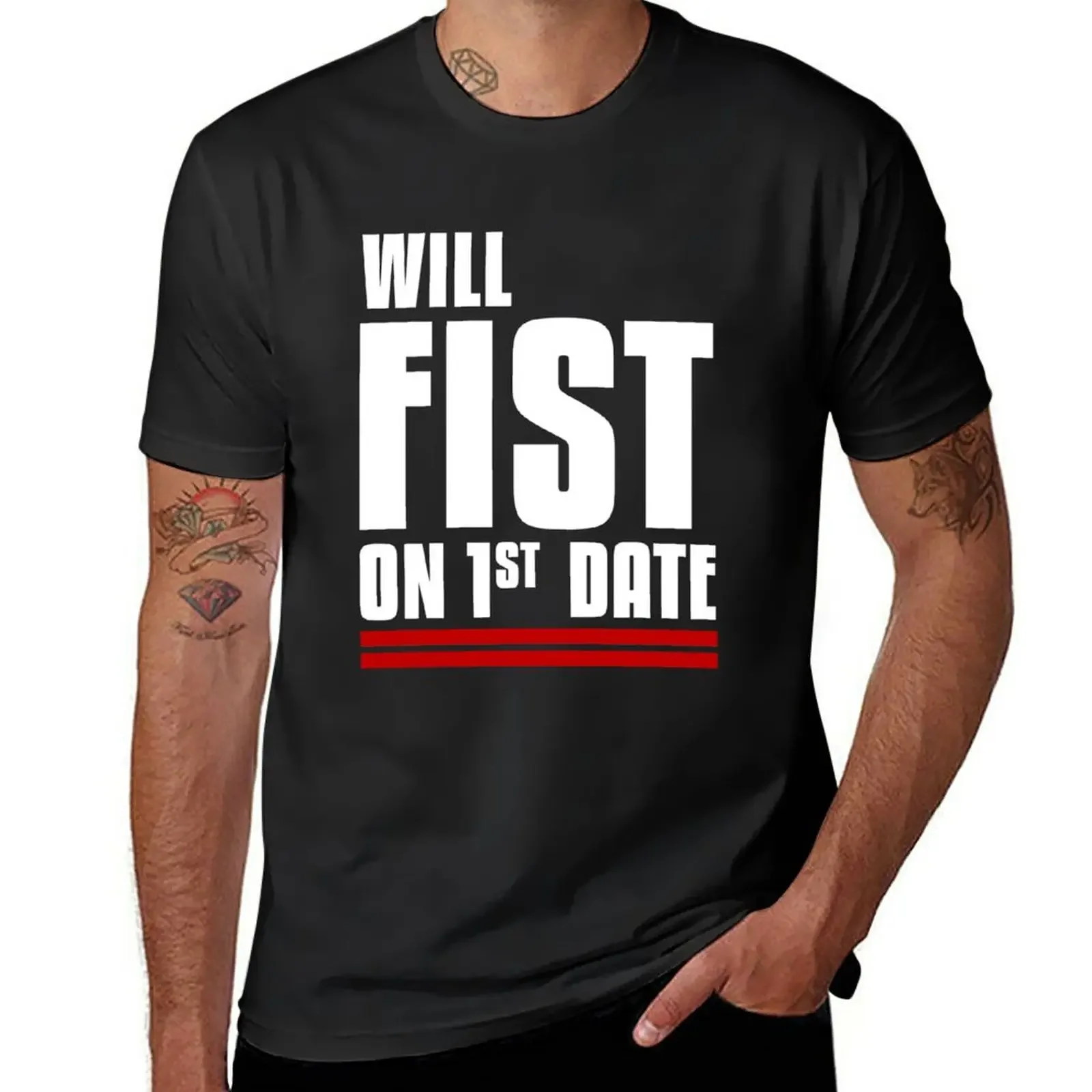 Will Fist On 1St Date T-Shirt Vestiti Estetici Plain Fruit Of The Loom Magliette Da Uomo