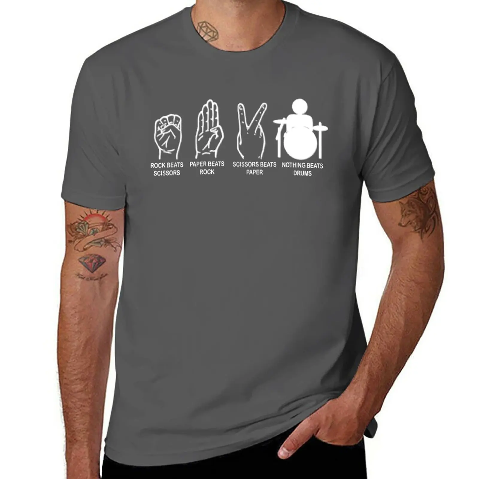 Nothings Beats Batteria Tshirt T-Shirt Summer Top Top Fruit Of The Loom Magliette Da Uomo