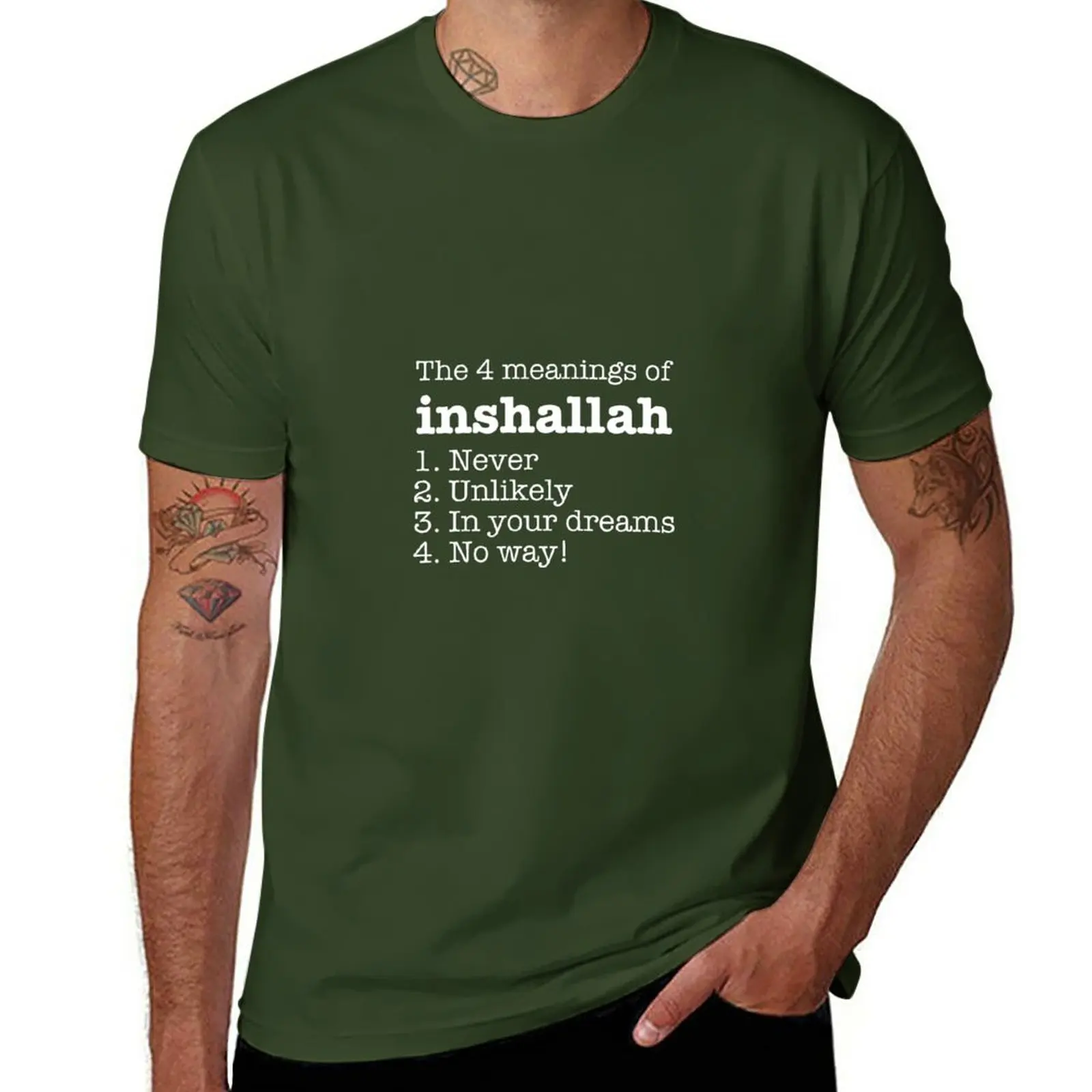 4 Significato Di Inshallah T-Shirt Camicetta Oversize Fruit Of The Loom Magliette Da Uomo